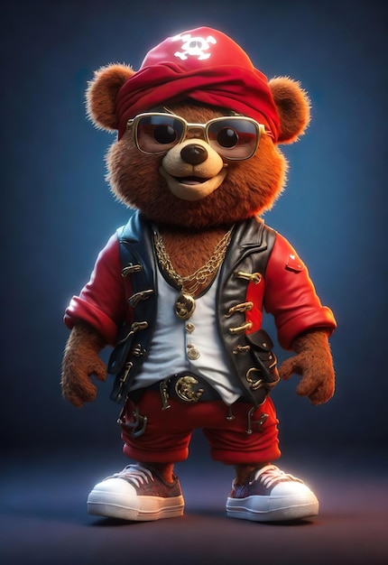 Foto piratenbär mit piratenhut und sonnenbrille. hochauflösend