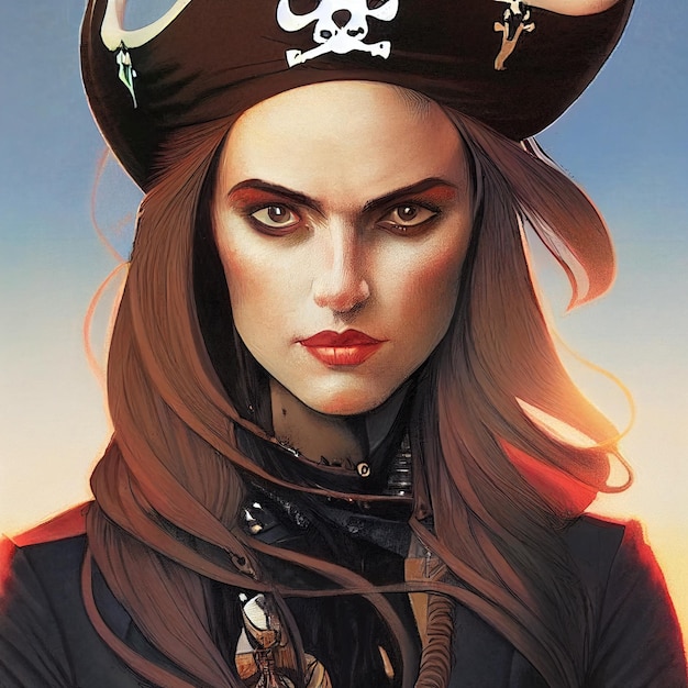 Piratenfrauen-Porträtillustration