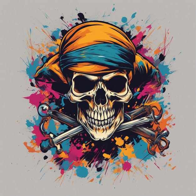 Piratenschädel-T-Shirt-Designkunst