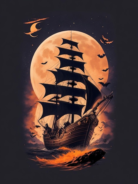 Piratenschiff-T-Shirt-Design