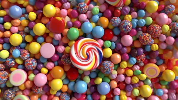 Piruleta de gominolas de colores dulces imágenes de frijol fondo de pantalla Imagen generada por AI