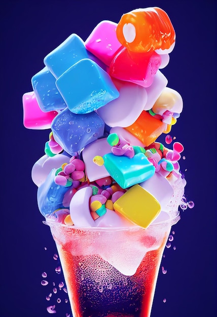 Pirulitos de doces de geléia doce e marshmello Sobremesa conceito de festa 2D ilustração