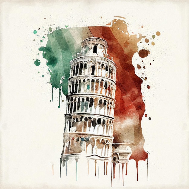 Pisa-Turm im Aquarellstil von Generative AI