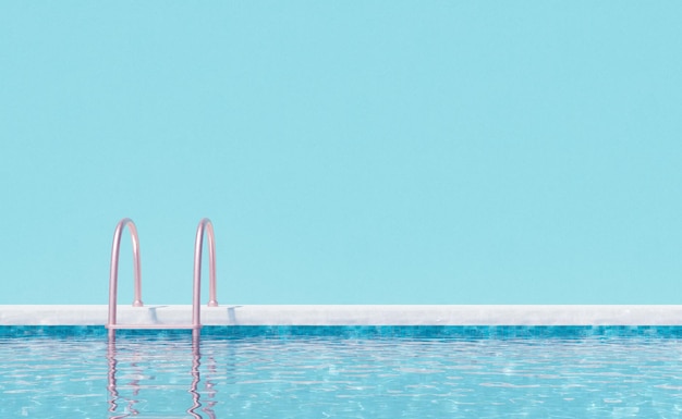 Piscina con agua limpia y escalera