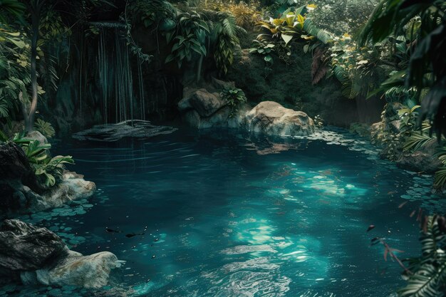 Foto piscina azul en el estilo de resolución de 8k estudios de caracteres colores brillantes