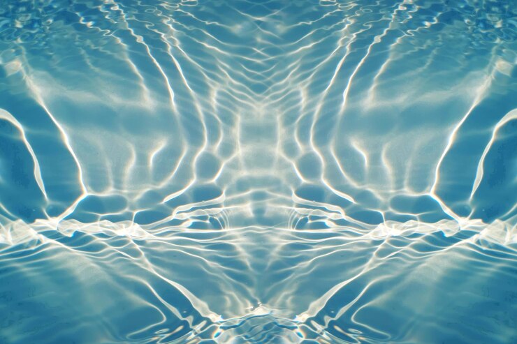 Foto una piscina azul con ondas y las palabras "agua".