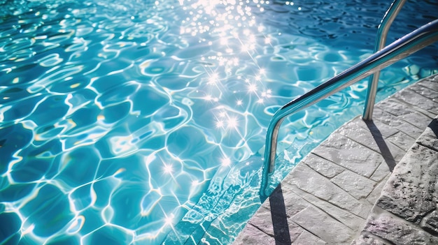 Foto piscina brillante bajo el sol que invita a la relajación y la diversión en el agua