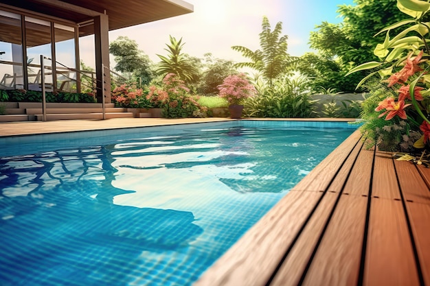 piscina en casa diseño fotografía profesional Generado por IA