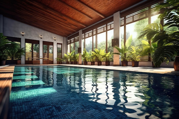 piscina en casa diseño fotografía profesional Generado por IA