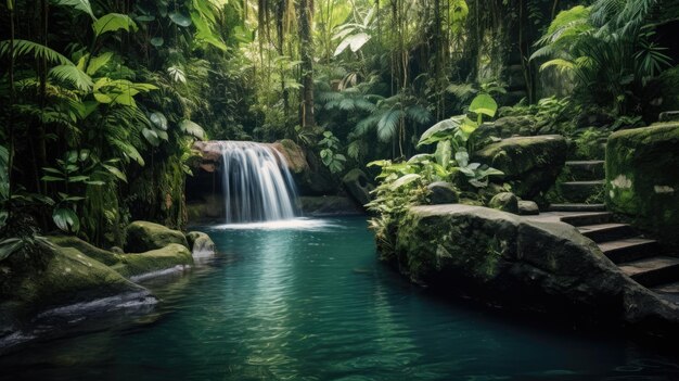 La piscina de las cascadas de la selva