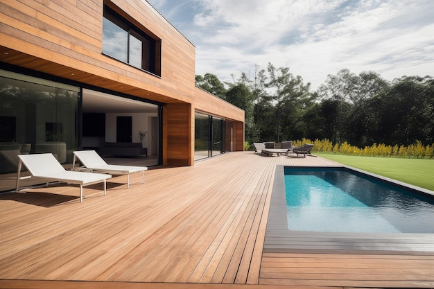 Piscina com terraço de madeira Gerar Ai