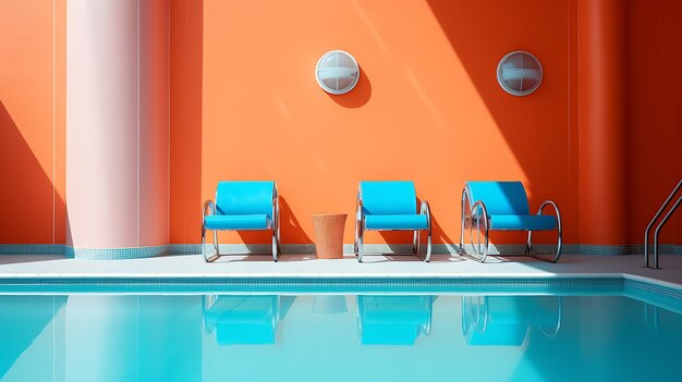 Foto piscina cubierta en una casa de naranja ia generativa