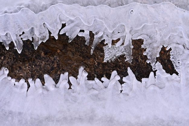 Piscina de água congelada no inverno Natureza do gelo macro tiro de água congelado