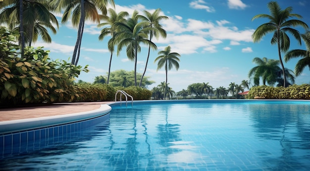 piscina de diseño moderno agua azul coral en la piscina