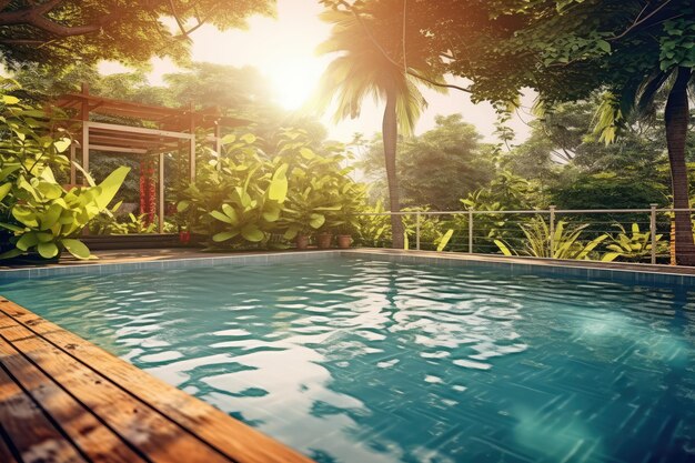 piscina em casa design fotografia profissional gerada por IA