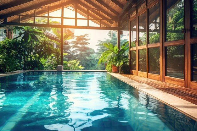 piscina em casa design fotografia profissional gerada por IA