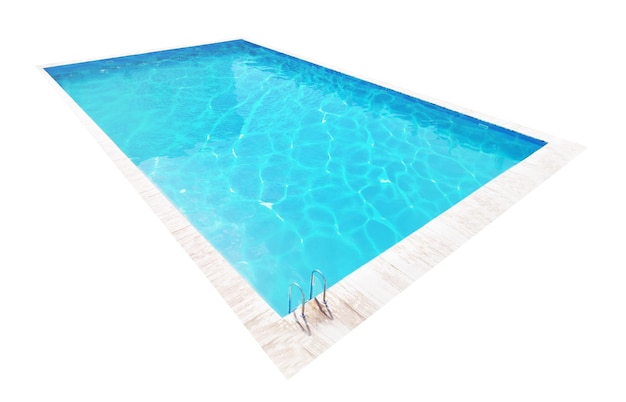 Piscina con escalera aislada en blanco