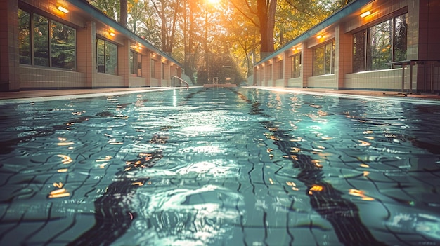 La piscina La fotografía es en el estilo de alta resolución generada por la IA