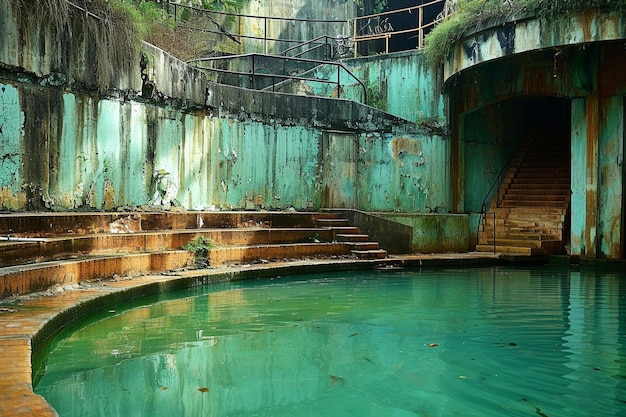 Foto piscina gigante com uma escada para entrar