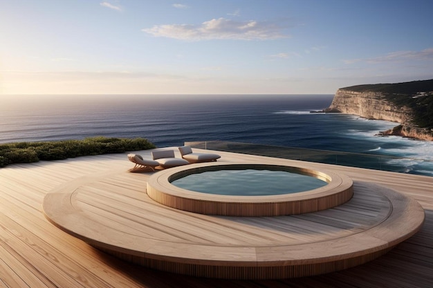 Piscina infinita com vista para o oceano