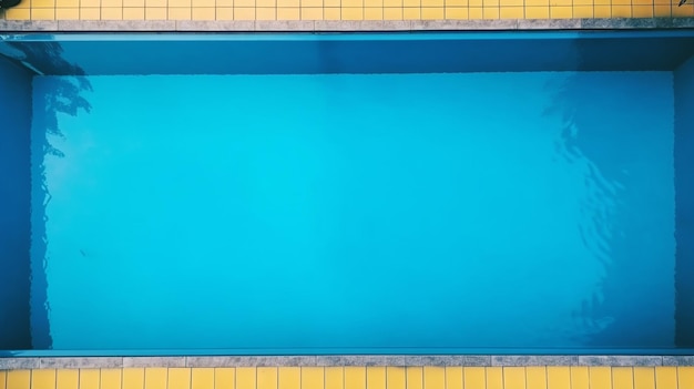 Una piscina con una línea amarilla y una piscina azul.