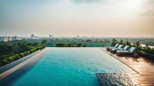 Piscina Longa com Cadeiras de Salão