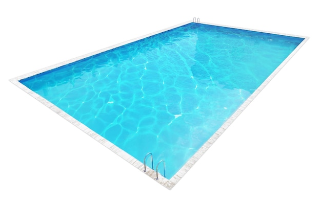 Foto piscina moderna con escalera aislada en blanco
