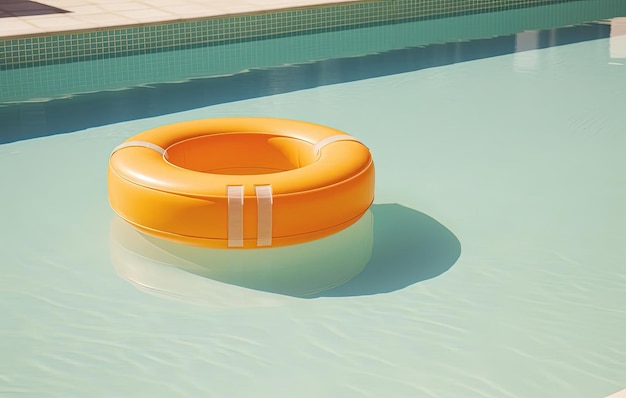 una piscina naranja tiene un salvavidas amarillo en ella