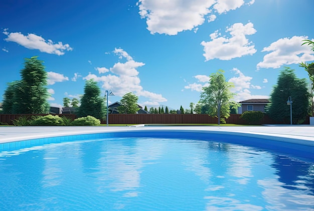 una piscina en un patio trasero