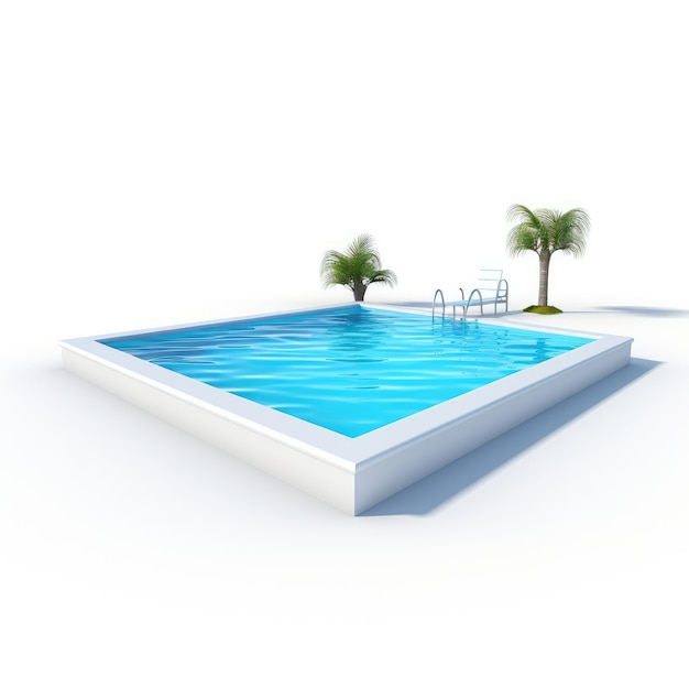 Foto piscina realista fondo blanco 4k