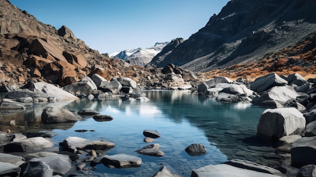 una piscina de roca con una vista del océano y el cielo en el fondo