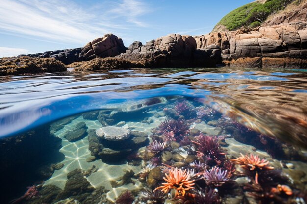 Una piscina de rocas llena de vida marina