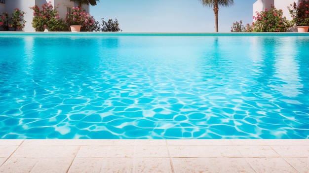 Foto piscina vacía en el fondo del resort tropical