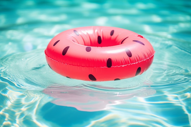 Piscina de verano con boya salvavidas de sandía hora de verano