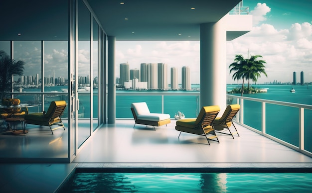Una piscina con vista a Miami Beach
