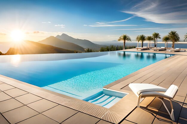 Foto piscina con vista a las montañas