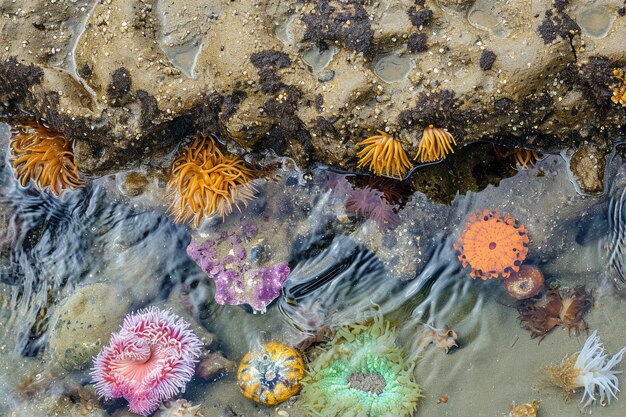 Foto piscinas de marea llenas de colorida vida marina