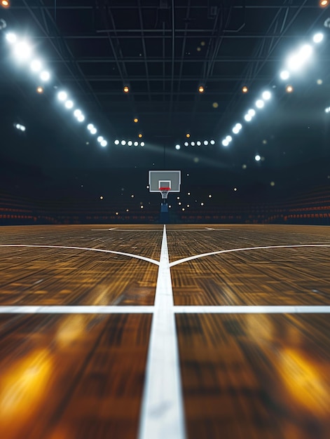 El piso de la cancha de baloncesto en primer plano