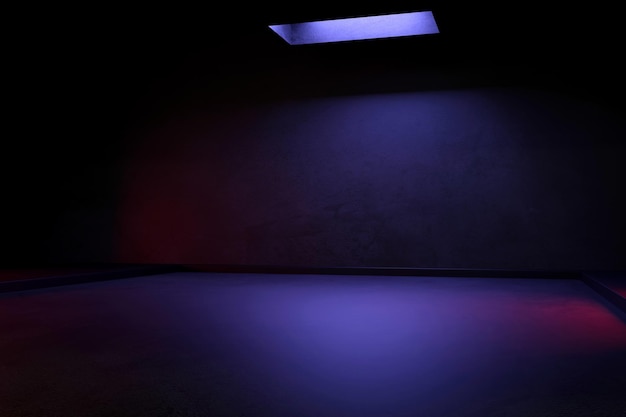 Piso de concreto interior de hormigón industrial abstracto vacío y cuarto oscuro ilustración 3d