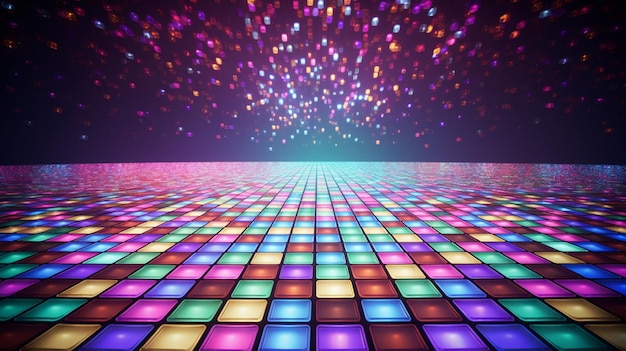 piso de discoteca colorido com luzes no estilo de renderizado em mosaico maya