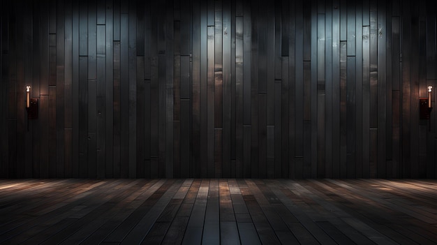 piso de madeira com fundo de parede escura