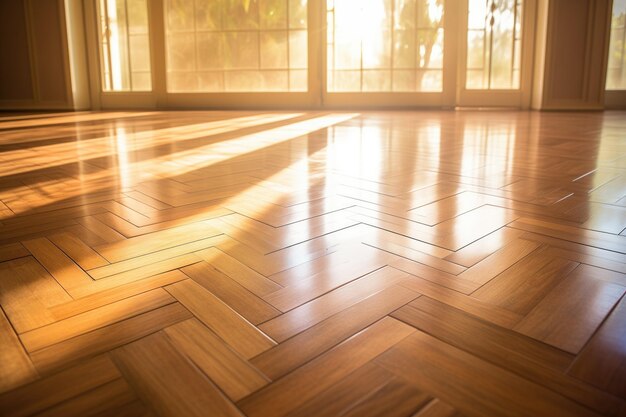 Piso de madeira em parquet com luz natural