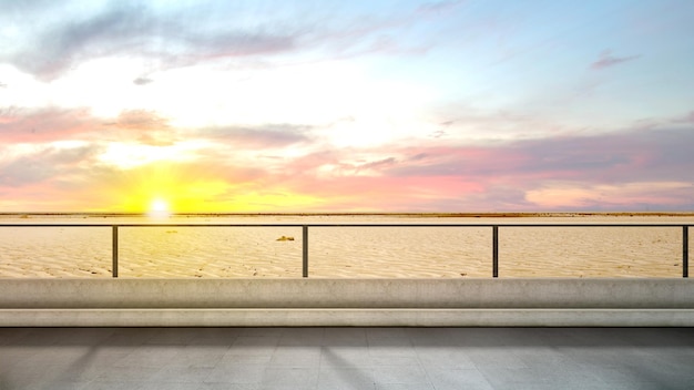 Piso do terraço com vista para as dunas de areia