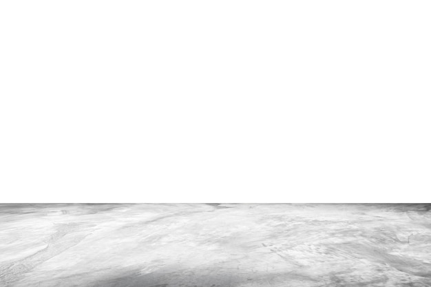Un piso de hormigón gris vacío aislado sobre un fondo blanco