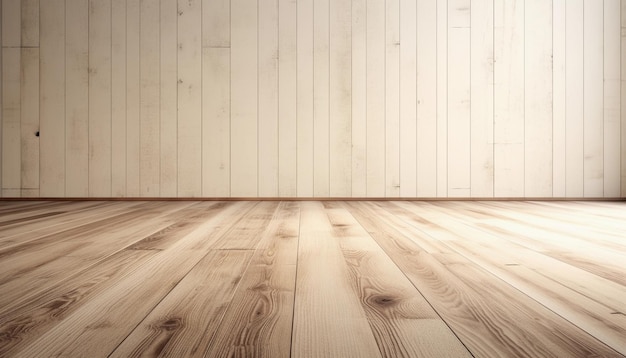 Piso de madera en una habitación con una pared blanca.