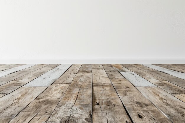 Piso de madera Habitación vacía con piso de madera y pared blanca como fondo interior