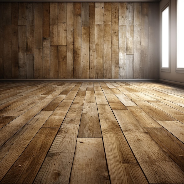 Foto un piso de madera con una ventana que dice 