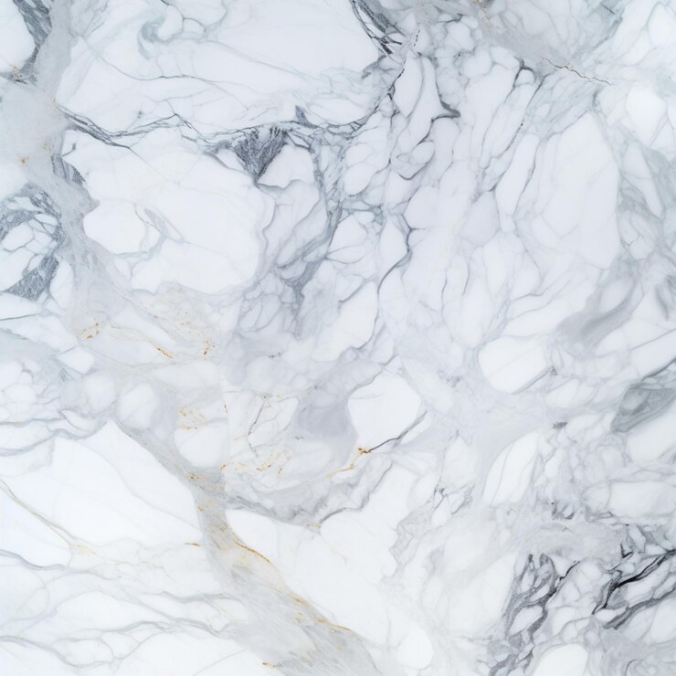 un piso de mármol blanco y gris con un patrón blanco y negro