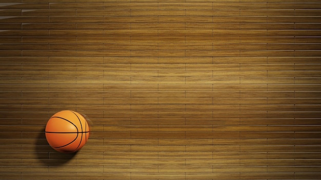 Piso de parquet de cancha de baloncesto con pelota clásica