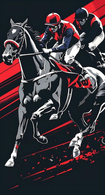 Foto pista de carreras de caballos con jinetes y apostadores para elec poster banner postcard design art bg